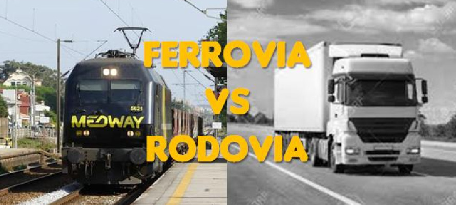 Transporte de mercadorias pela ferrovia vs. Transporte de mercadorias pela rodovia